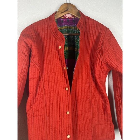 Unbranded Reversible Quilted Button Up Coat Sz L/XL Patchwork Artsy Boho Hippie - Picture 5 of 9